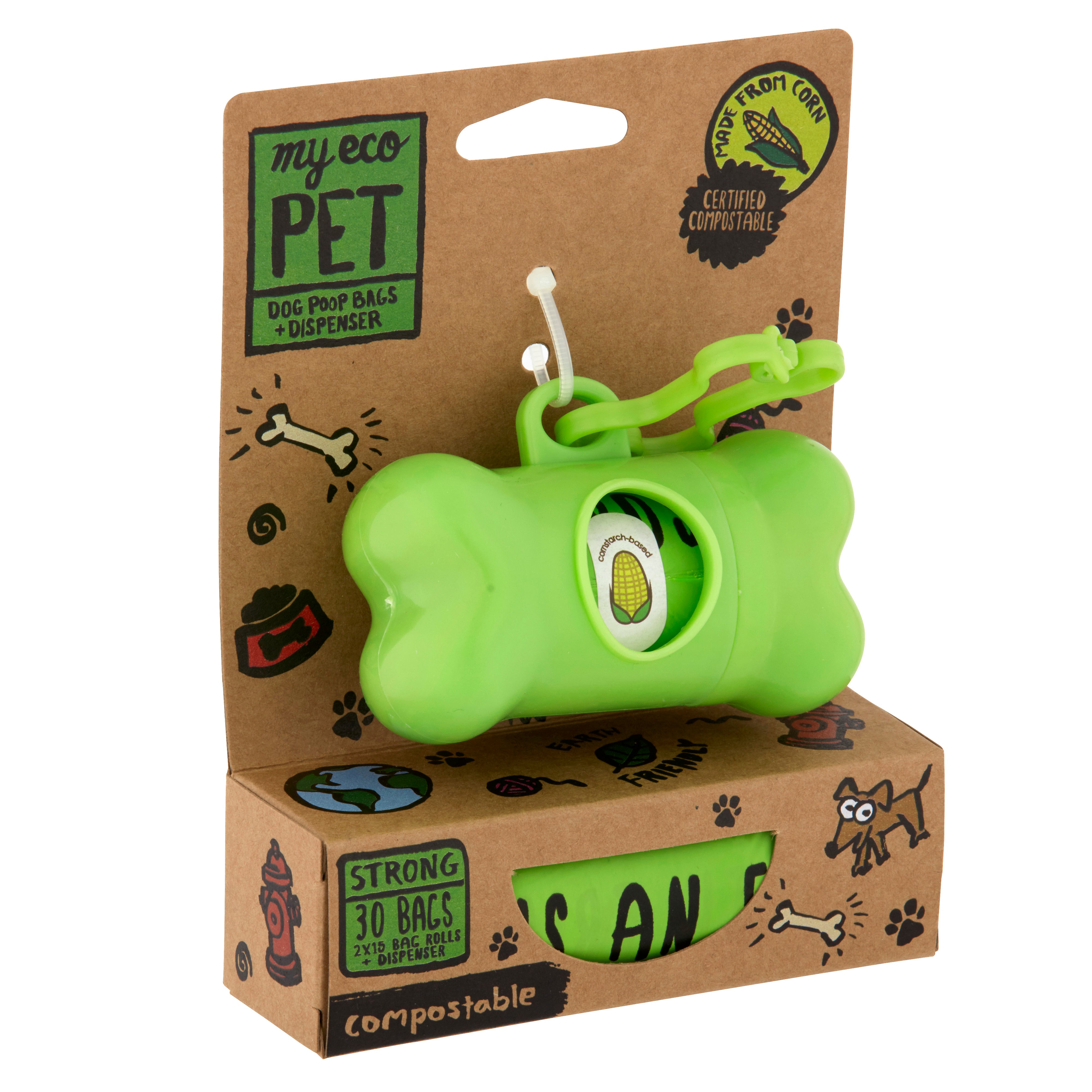 Compostable Pet Poop Bags with Portable Dispenser