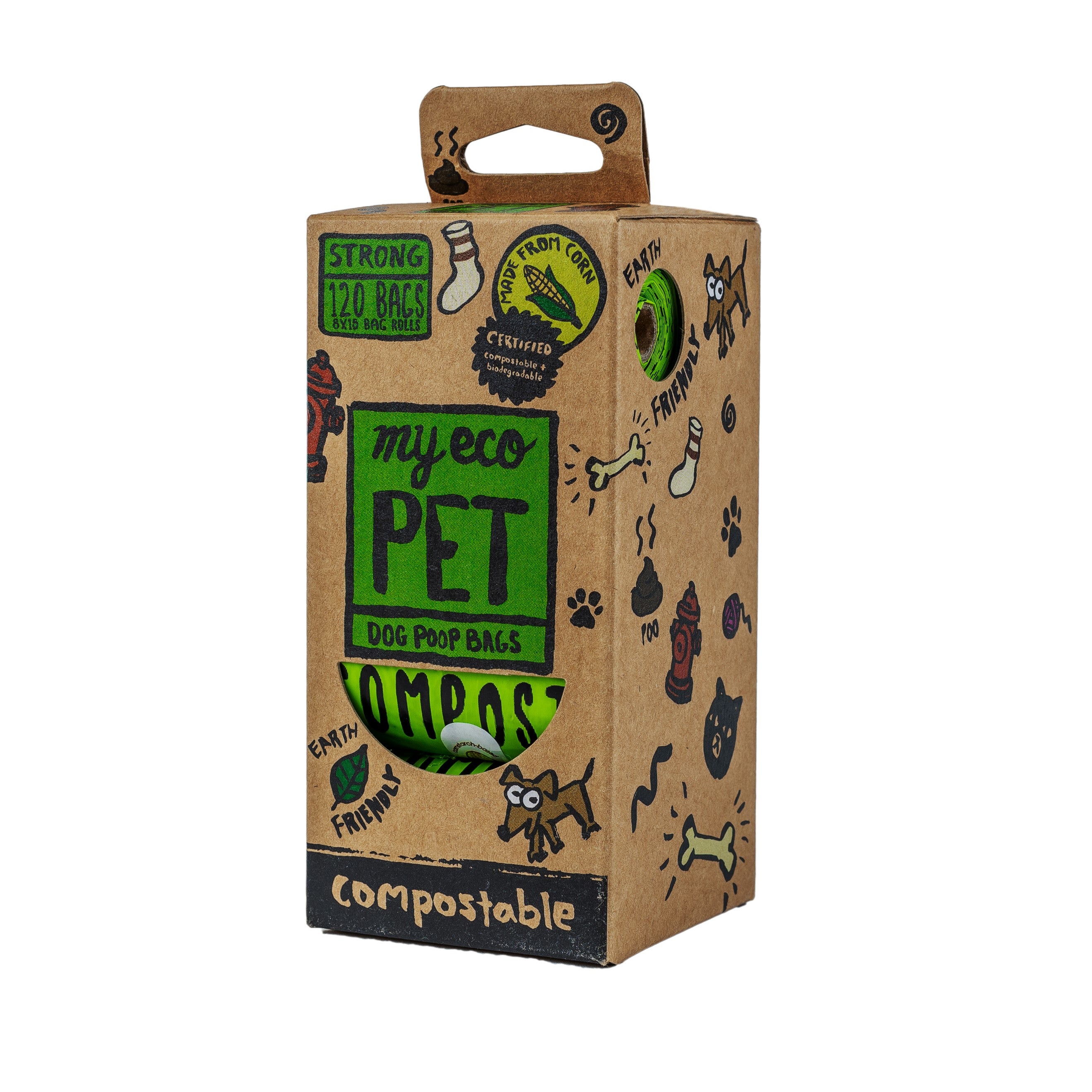 Compostable Pet Poop Bags - 8 Roll Value Pack