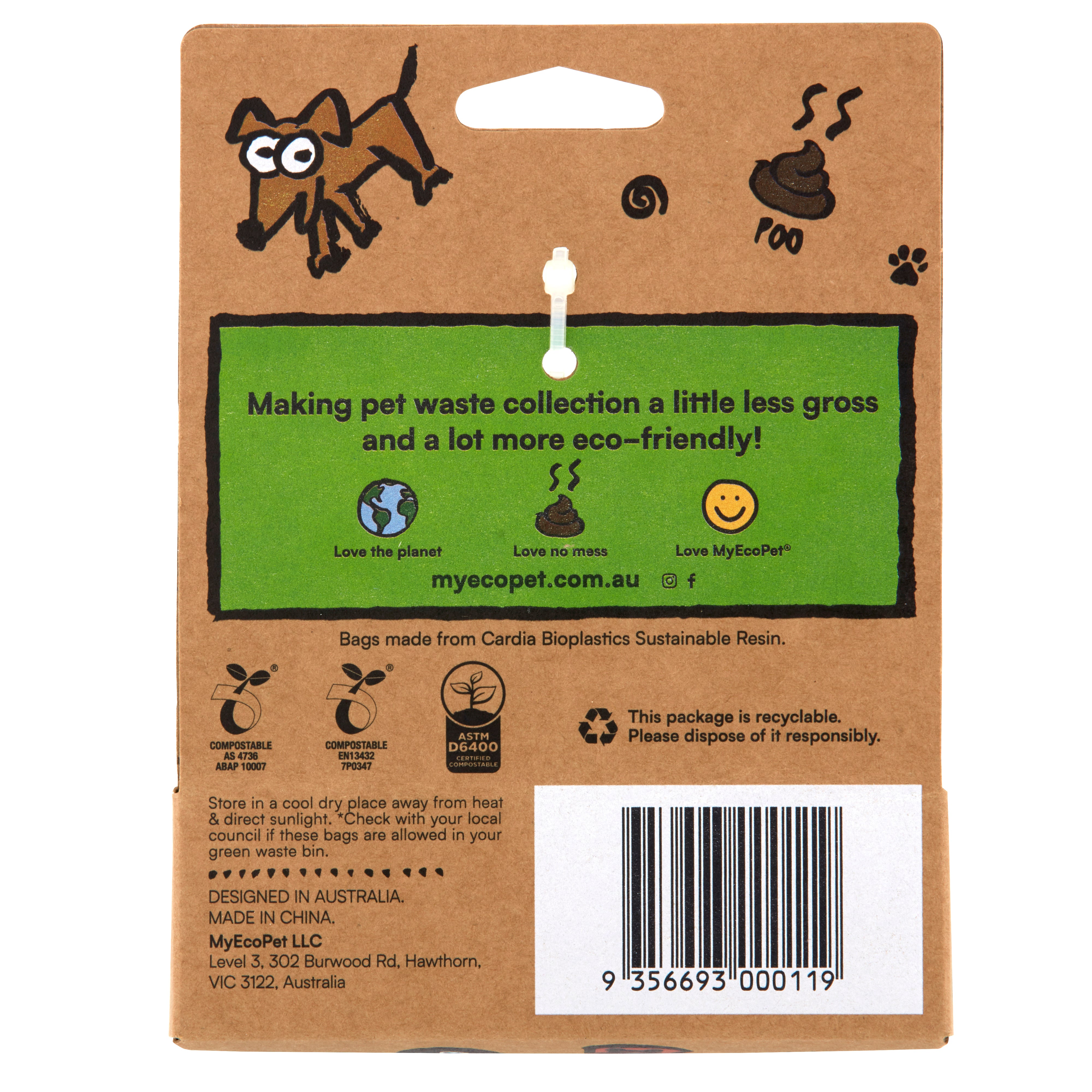 Compostable Pet Poop Bags with Portable Dispenser